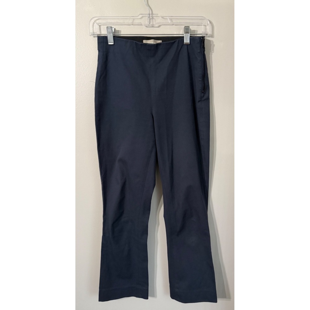 Everlane The Kick Cropped Pants Womens 0 Navy Side Zip Stretch‎ Mid Rise - Picture 2 of 10